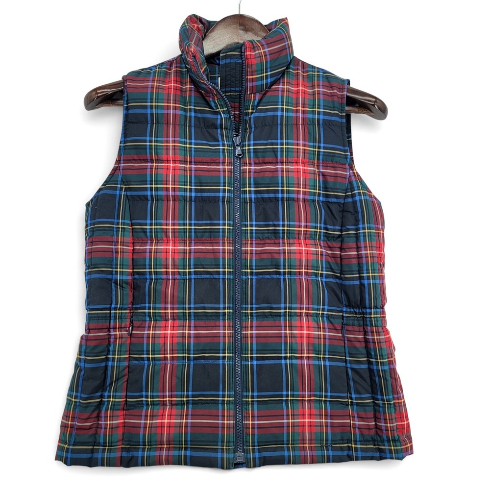 Talbots Petites Plaid Quilted Puffer Vest Petite Zip Front Classic Preppy